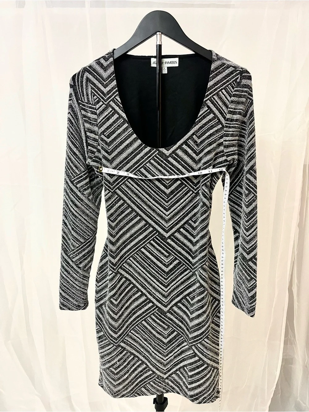 Almost Famous Black & Silver Geometric Cutout Mini Dress